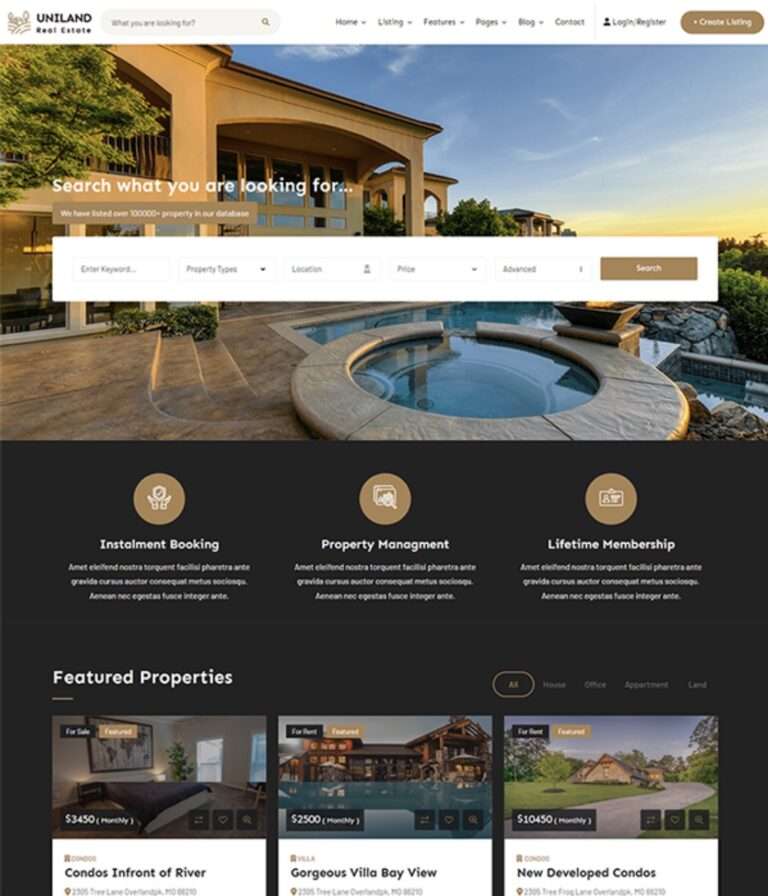 Professional website design for a real estate company