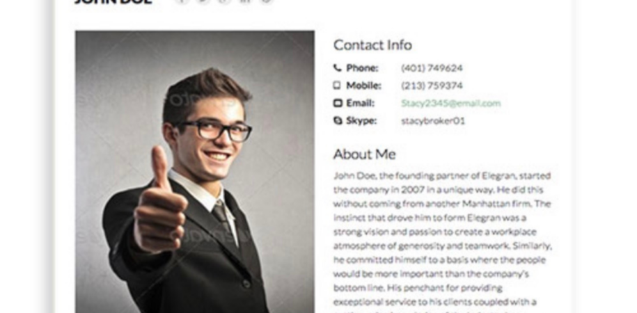 real estate agent profile page